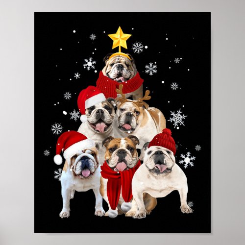 Bulldog Christmas Tree Dog Xmas Gift  Poster