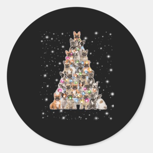 Bulldog Christmas Tree _ Fun Dogs Xmas Decorations Classic Round Sticker