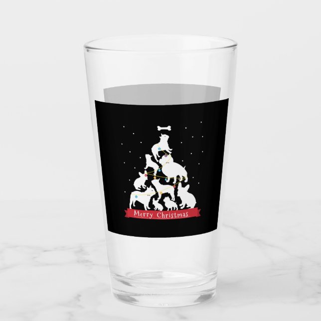 Bulldog Christmas Tree Glass (Front)