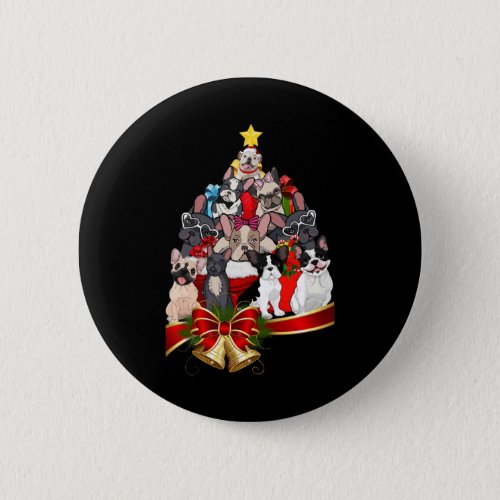 Bulldog Christmas Tree Lighs Cute Xmas Dog Boys Gi Button