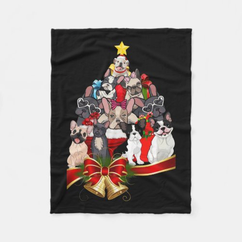 Bulldog Christmas Tree Lighs Cute Xmas Dog Boys Gi Fleece Blanket