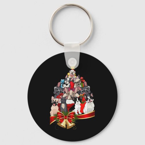 Bulldog Christmas Tree Lighs Cute Xmas Dog Boys Gi Keychain