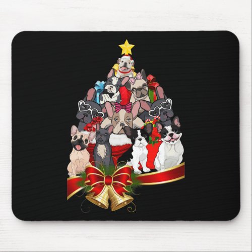 Bulldog Christmas Tree Lighs Cute Xmas Dog Boys Gi Mouse Pad