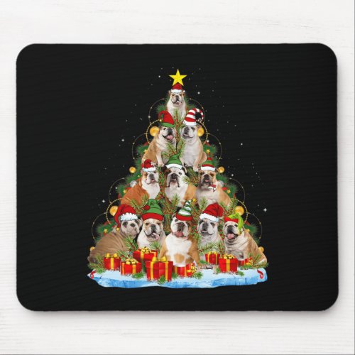 Bulldog Christmas Tree  Mouse Pad