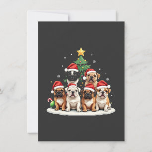 Bulldog Christmas Tree Santa Hat Puppy Lovers Invitation