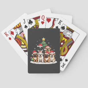 Bulldog Christmas Tree Santa Hat Puppy Lovers Poker Cards