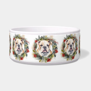 Bulldog Christmas Wreath Festive Pup  Bowl