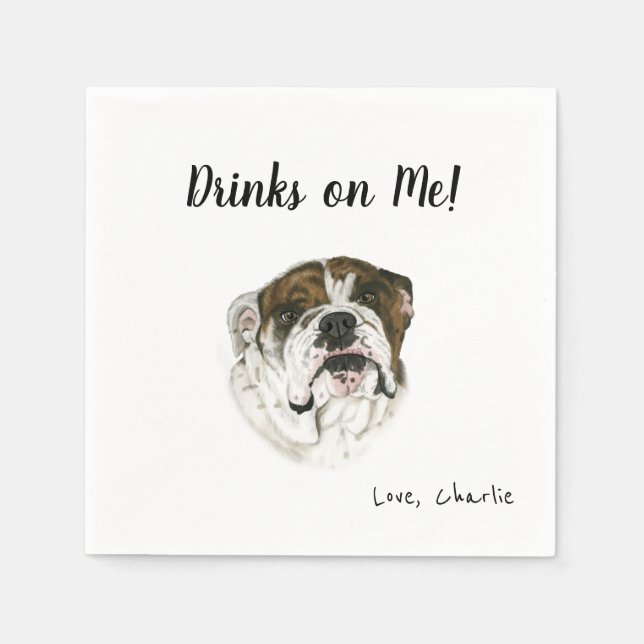 Bulldog Cocktail Napkins (Front)