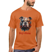 Bulldog Color Portrait Silhouette T-Shirt