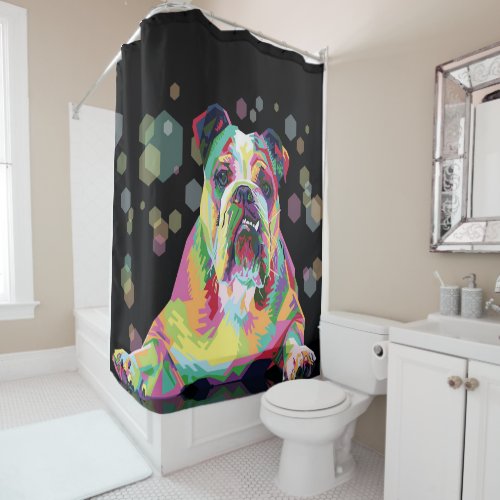 Bulldog Colorful Art   Bulldog Lover Shower Curtain