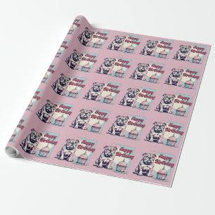 Bulldog Colorful Wrapping Paper