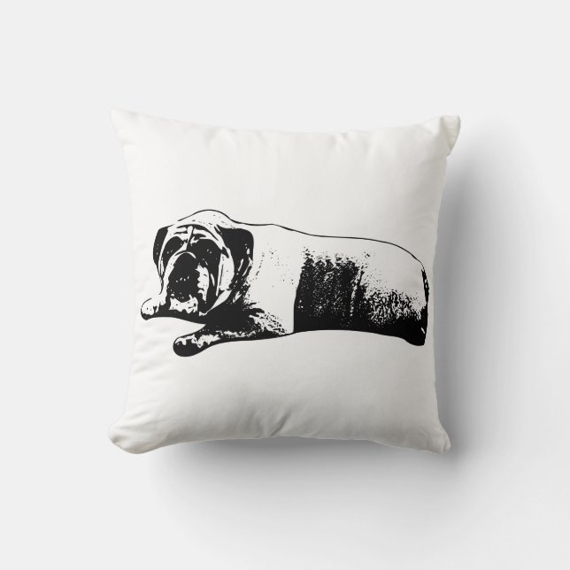 Bulldog Cozy Afternoon Throw Pillow (Front)