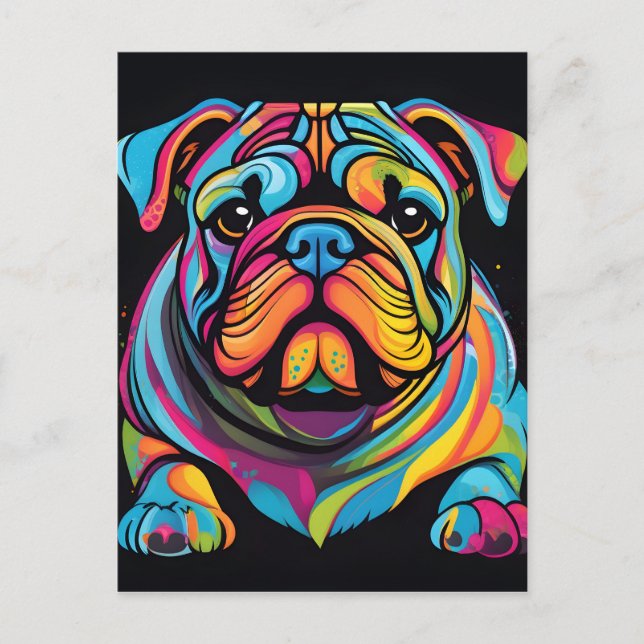 Bulldog Cute and Vibrant Postcard (Front)