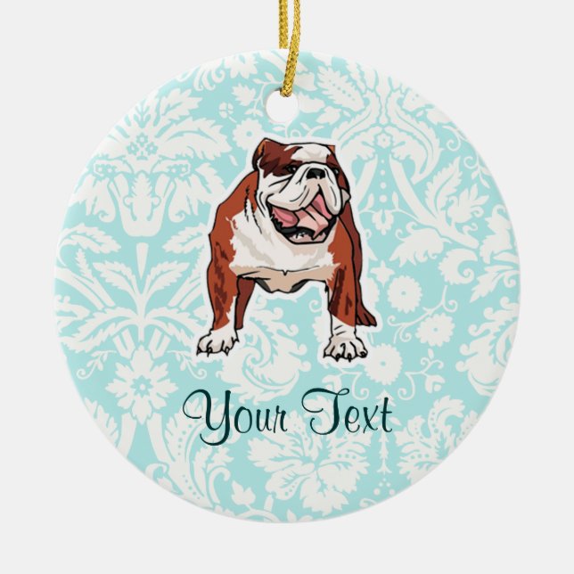 Bulldog; Cute Ceramic Ornament (Front)