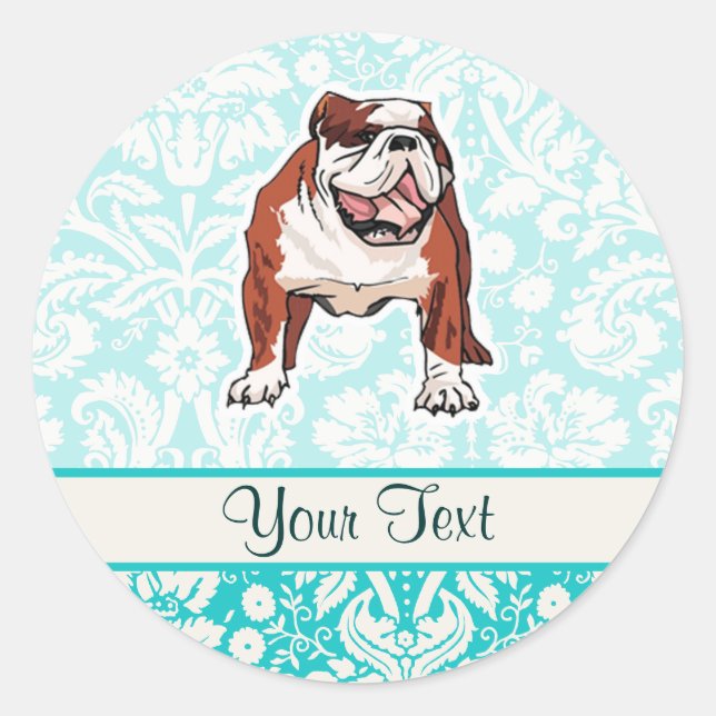 Bulldog; Cute Classic Round Sticker (Front)