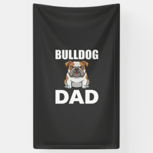 Bulldog Dad Cartoon Dog Lover Banner