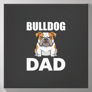 Bulldog Dad Cartoon Dog Lover Canvas Photo Tile