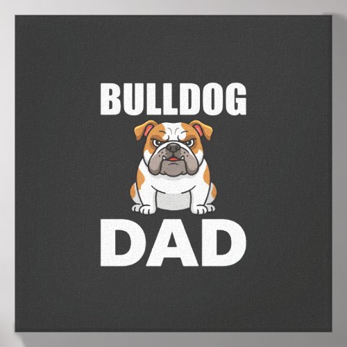Bulldog Dad Cartoon Dog Lover Canvas Photo Tile