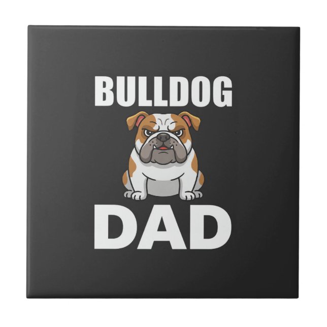 Bulldog Dad Cartoon Dog Lover Ceramic Tile (Front)