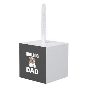 Bulldog Dad Cartoon Dog Lover Cube Ornament