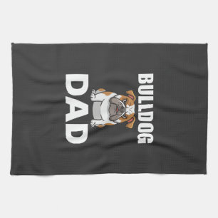 Bulldog Dad Cartoon Dog Lover Kitchen Towel