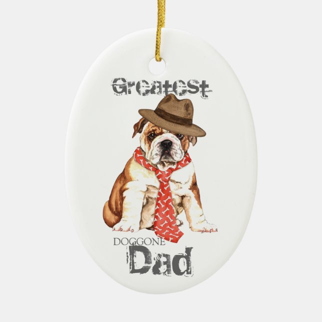 Bulldog Dad Ceramic Ornament (Front)