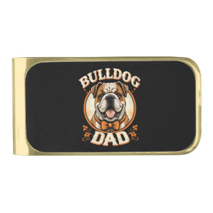 Bulldog Dad – Cute Vintage Bulldog Father’s Day Gold Finish Money Clip