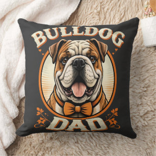 Bulldog Dad – Cute Vintage Bulldog Father’s Day Throw Pillow