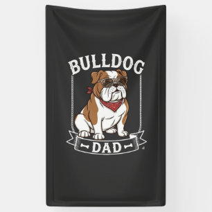 Bulldog Dad Dog Sunglasses Bandana Banner