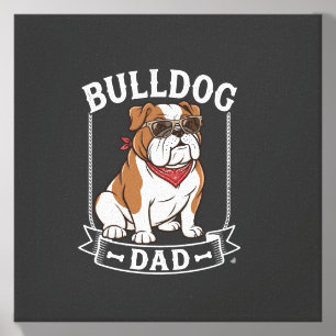 Bulldog Dad Dog Sunglasses Bandana Canvas Photo Tile