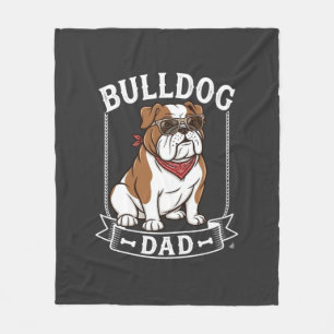 Bulldog Dad Dog Sunglasses Bandana Fleece Blanket