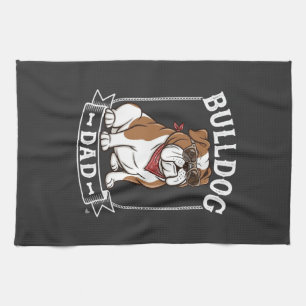 Bulldog Dad Dog Sunglasses Bandana Kitchen Towel