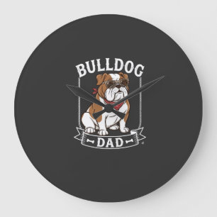 Bulldog Dad Dog Sunglasses Bandana Large Clock