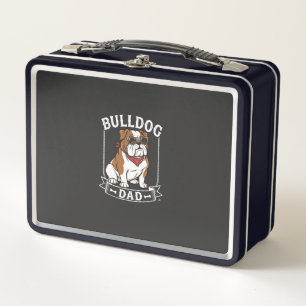 Bulldog Dad Dog Sunglasses Bandana Metal Lunch Box