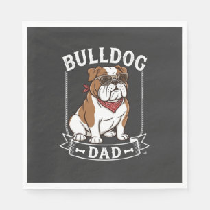 Bulldog Dad Dog Sunglasses Bandana Napkins