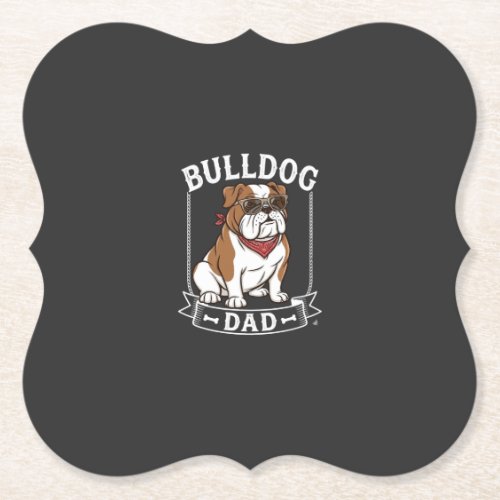 Bulldog Dad Dog Sunglasses Bandana Paper Coaster