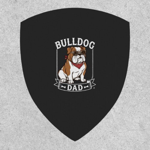 Bulldog Dad Dog Sunglasses Bandana Patch