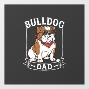 Bulldog Dad Dog Sunglasses Bandana Window Cling