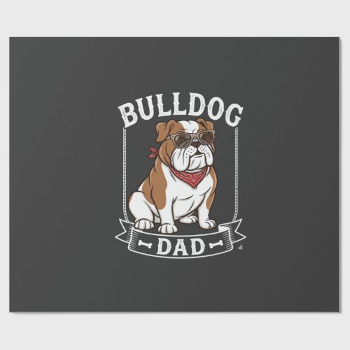 Bulldog Dad Dog Sunglasses Bandana Wrapping Paper