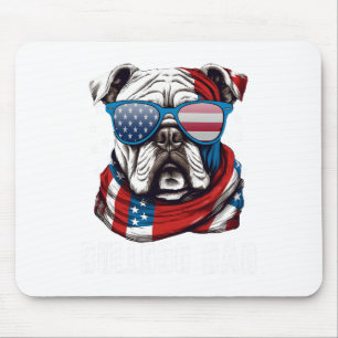 Bulldog Dad Usa Flag 4th Of July Dog Father Mouse Pad