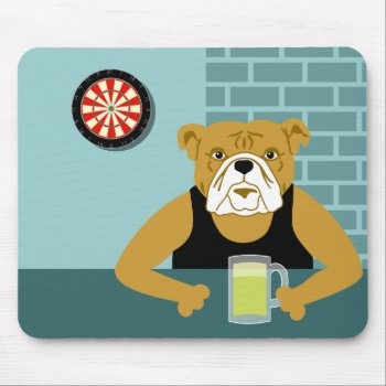 Bulldog Dartboard Beer Bar Mouse Pad by funnydog at Zazzle