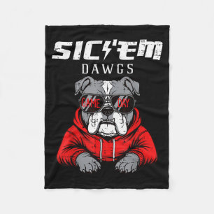 Bulldog Dawgs Women Kids Men Boys Girls Youth Teen Fleece Blanket
