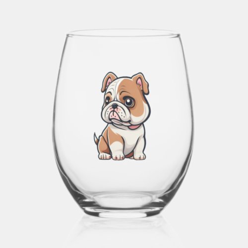 Bulldog design for the Bold Brave and Beautiful Stemless Wine Glass