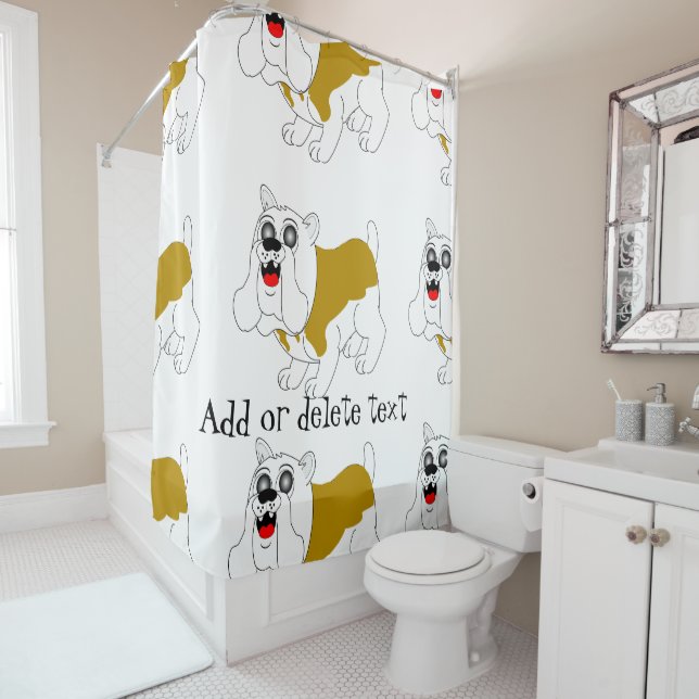 Bulldog Design Personalised Shower Curtain (In Situ)