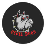 Bulldog Devil Dogs Black Classic Round Sticker