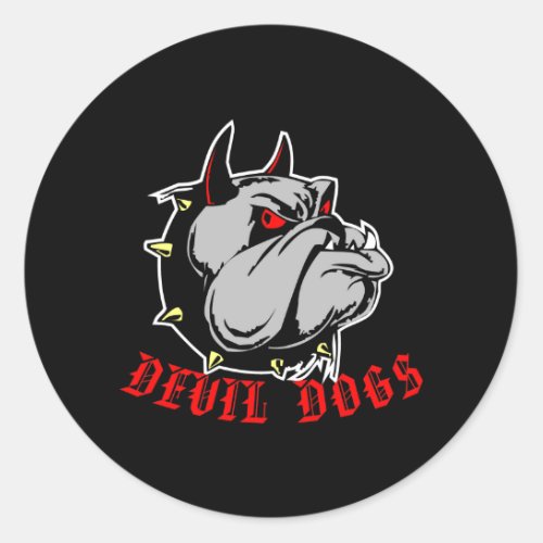 Bulldog Devil Dogs Black Classic Round Sticker