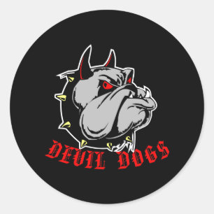 Bulldog Devil Dogs Black Classic Round Sticker