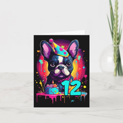 Bulldog Dog 12th Birthday Themed Party 12 Years Ol Card