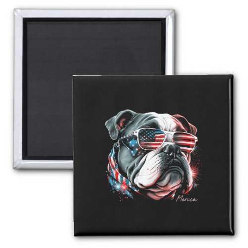 Bulldog Dog 4th Of July American Flag Usa Fun 1  Magnet