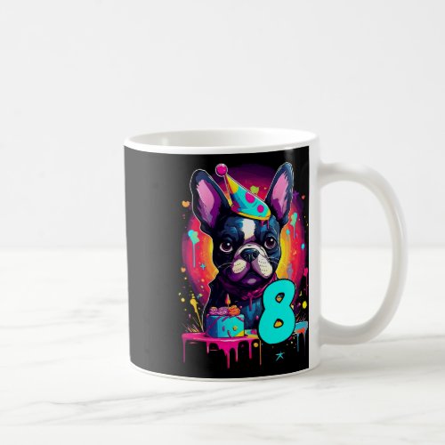 Bulldog Dog 8th Birthday Themed Party 8 Years Old  Coffee Mug